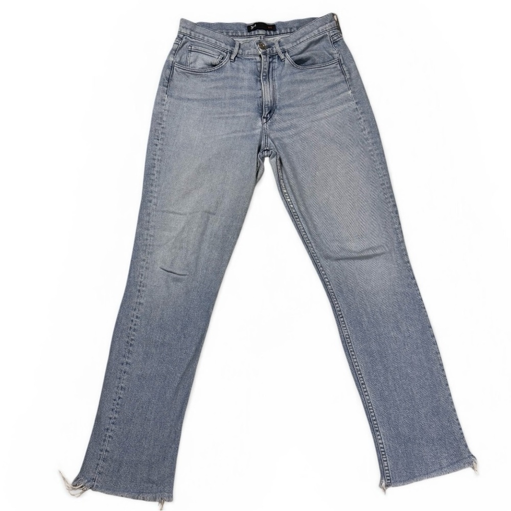 3x1 Made in NYC Denim Size 27 Straight Leg Light Blue Wash Raw Hem